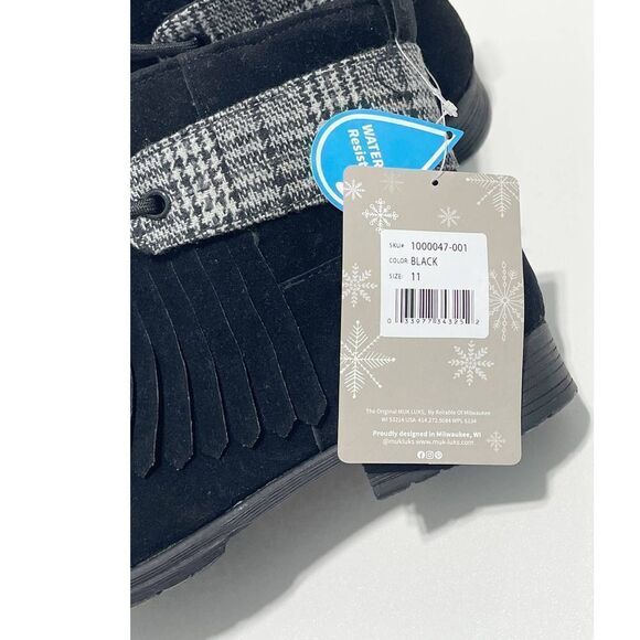 Muk Luks Lynsey Water Resistant Winter Boots Wool Glenn Plaid‎ Detail Black 11 - Picture 3 of 12